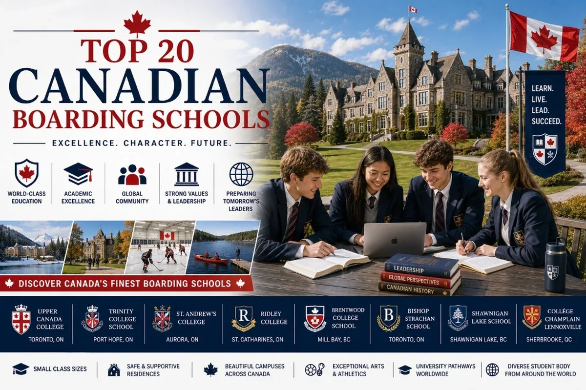 Top 20 Canadian boarding schools – international students in uniforms on a Canadian campus